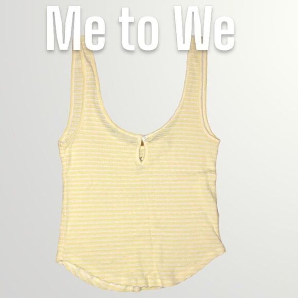 FREE - Me to We Essentials, Striped Baby Yellow Beachy Tank Crop Top - Picture 1 of 11